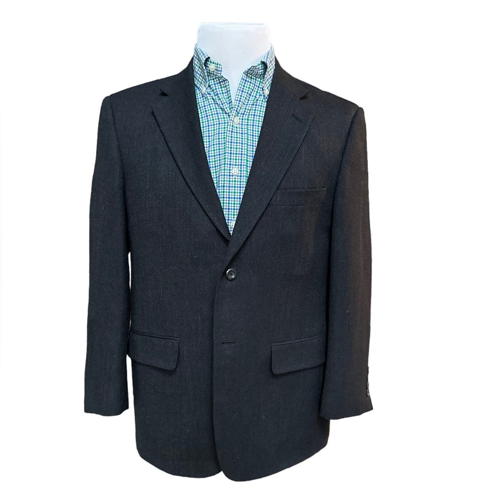 Pronto Uomo Mens Dark Charcoal 100% Lambswool Two Button Blazer Jacket Size 40S